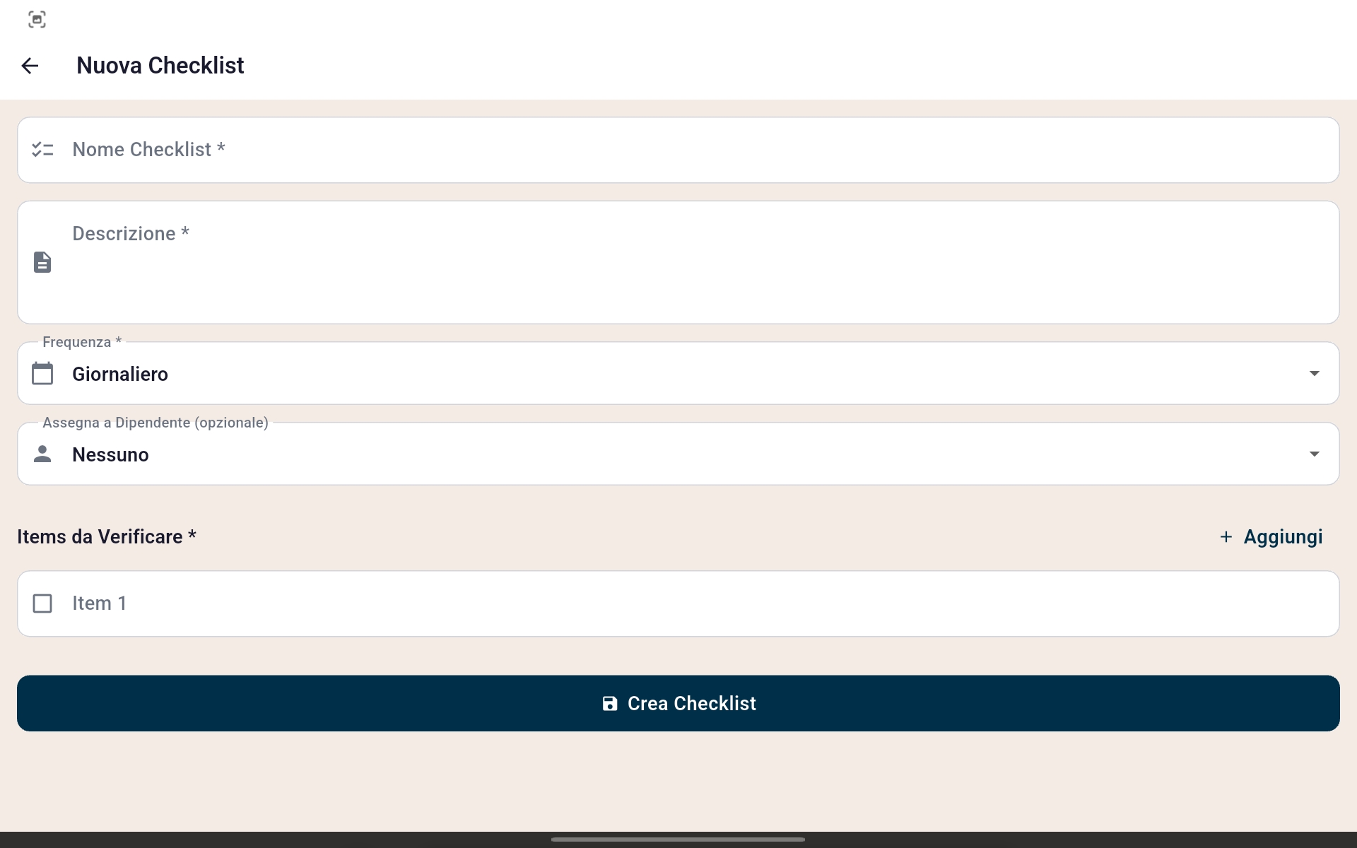 Checklist personalizzabile