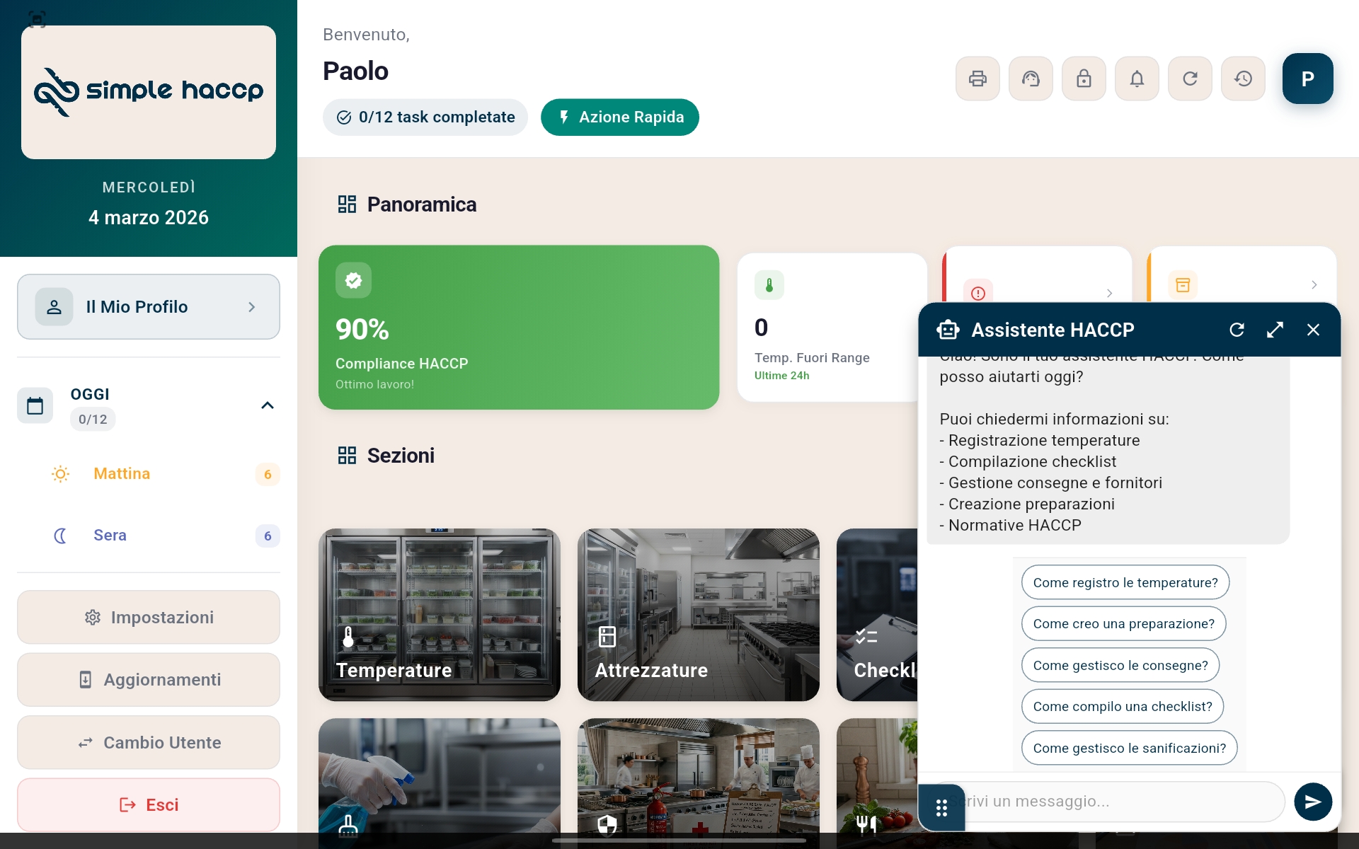 Assistente AI SimpleHACCP - Risposte su normativa HACCP 24/7